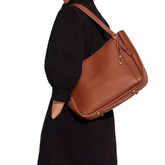 NWT COACH C8353 Alana Pebble Leather Tote - B4/Saddle Color, Dust Bag Included - Picture 4 of 14